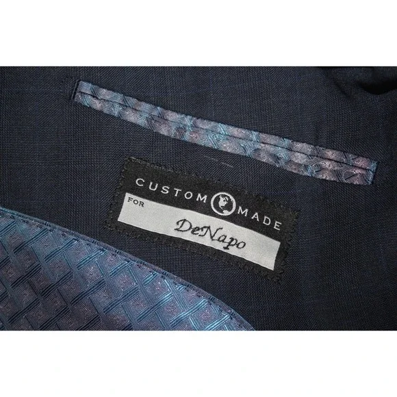 JOE Joseph Abboud Men's 52R Navy Blue Wool Blazer Sport Coat 2 Btn Subtle Check